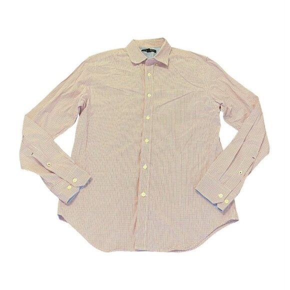 Banana Republic Soft Wash Mens Medium Blue/Red Plaid Long Sleeve Button Up Shirt - Picture 1 of 8